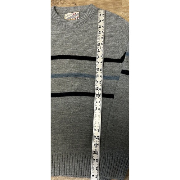 Wintuk Orlon Acrylic‎ Knit Sweater Gray Striped - Men's Small Vintage 80s Ski - Picture 4 of 6